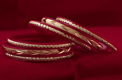 FFC-FASHION FOR CHOICE Copper Gold-plated Bangle Set(Pack of 6)