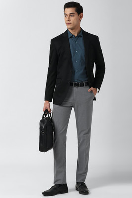 PETER ENGLAND Solid Single Breasted Casual Men Blazer(Black)