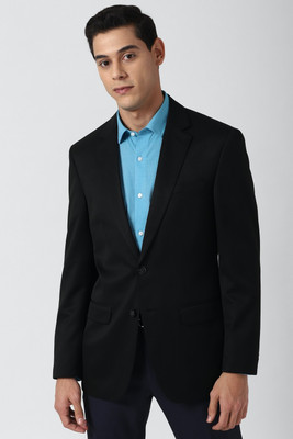 PETER ENGLAND Solid Single Breasted Formal Men Blazer(Black)