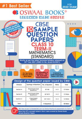 Oswaal Cbse Sample Question Paper for Term 2, Class 10 Mathematics Standard Book (for 2022 Exam)(English, Paperback, unknown)