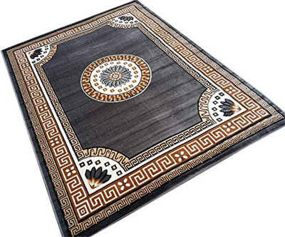 SM Handloom CARPET Grey Silk Carpet(5 ft,  X 7 ft, Rectangle)