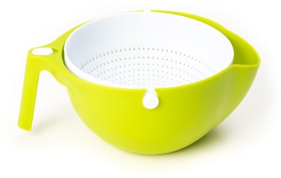 EZ Life Mesh Drainer Bowls - Sturdy - Plastic - Green & White Collapsible Strainer(Green, White Pack of 1)