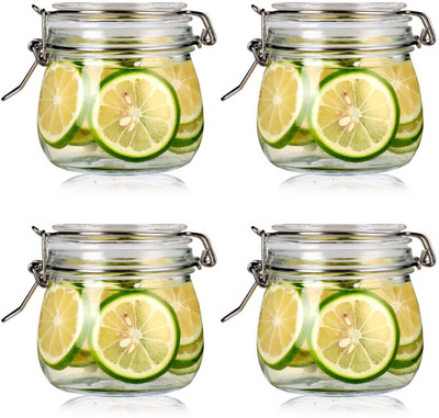 TOMATUS Glass Utility Container  - 500 ml(Pack of 4, White)