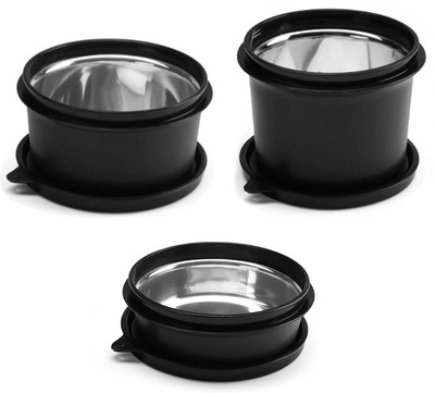Oliveware Plastic Utility Container  - 1340 ml(Pack of 3, Black)