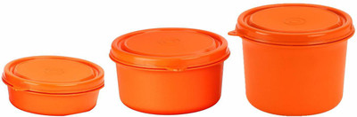 Oliveware Plastic Utility Container  - 1340 ml(Pack of 3, Orange)