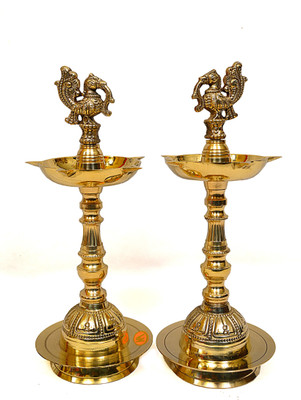 Kala Brass (Pack of 2) Table Diya Set(Height: 9.5 inch)