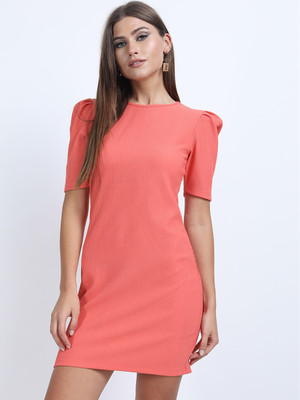 Tokyo Talkies Women Skater Pink Above Knee/Mid Thigh Length Dress