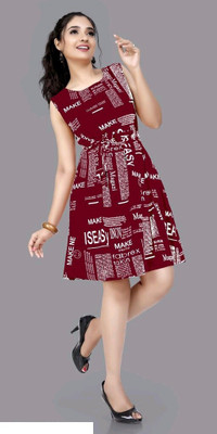 SIYARAM CREATION Women Pleated Red Knee Length Dress