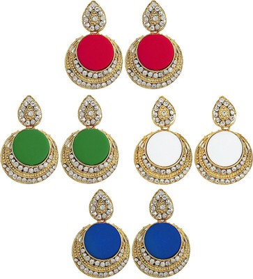 Jewels Capital Diva Style Cubic Zirconia Alloy Drops & Danglers, Earring Set, Chandbali Earring