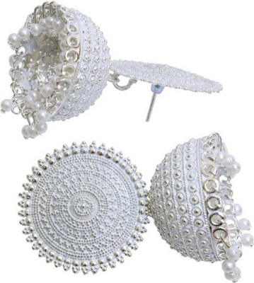 Mystory White Gold Plated Traditional Jhumka Alloy, Metal Jhumki Earring
