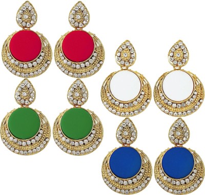 Jewels Capital Diva Style Cubic Zirconia Alloy Drops & Danglers, Earring Set, Chandbali Earring