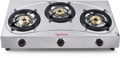 Lifelong LLGS399 ISI Certified With 1 Year Warranty Stainless Steel Manual Gas Stove (3 Burners) For Rs. 1749 @ 50 %