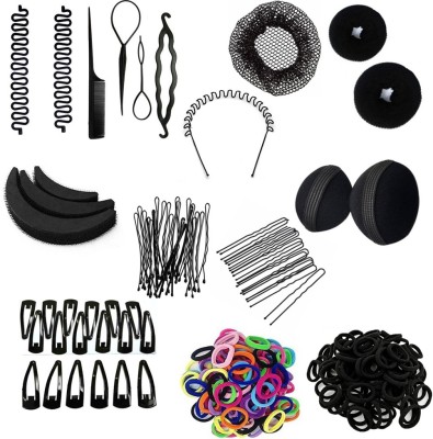 Sharum Crafts Hair Styling Kits For girls and Women Hair Accessories Set Of 14 Items Hair Accessory Set(Black)