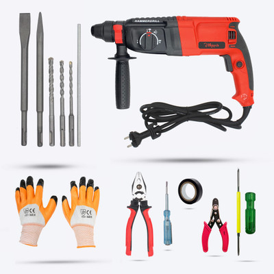 Hillgrove HGCM31M2 1200W-26mm Hammer Drill Machine with 5Pcs Hand Tool Kit, SDS Plus Drill Power & Hand Tool Kit(7 Tools)