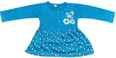 babeezworld Baby Girls Mini/Short Casual Dress(Blue, Full Sleeve)