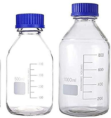 Salco Reagent Bottles (Narrow Mouth) Graduated GL45 Storage Glass Bottle (500,1000ML) Laboratory Dropper Bottle(Borosilicate Glass 1000 ml Pack of2)