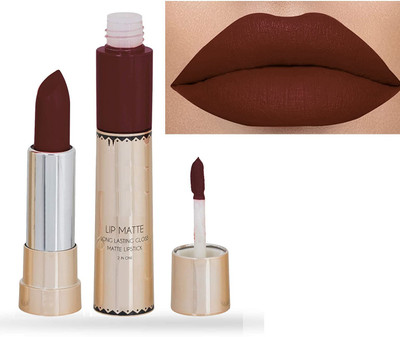 tanvi27 2 in 1 long Lasting Matte Lipstick, Matte Finish(MAROON, 8 ml)