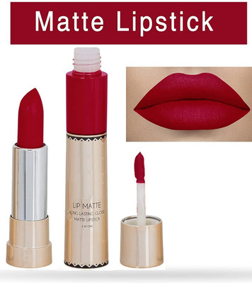 tanvi27 2 in 1 long Lasting Matte Lipstick, Matte Finish(CHERRY RED, 8 g)