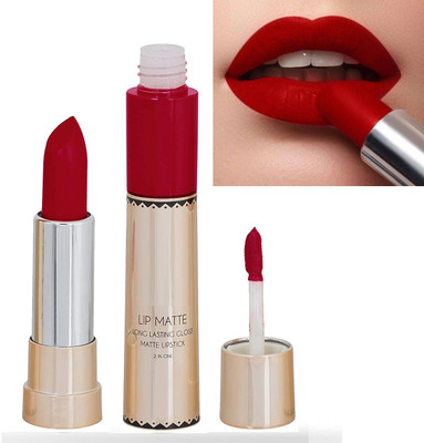 ADJD Lip Matte 2 IN 1 Long Lasting Matte & Gloss Lipstick HOT RED(HOT RED, 8 ml)