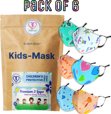 SUBHUSHA SUPER SAFETY 3 Layer cartoon print kids mask with Adjustable Ear loops Pack Of 6 3-Kids Cartoon Print New-6-PCS-Combo-2 Reusable, Washable Cloth Mask(Multicolor, Free Size, Pack of 6)