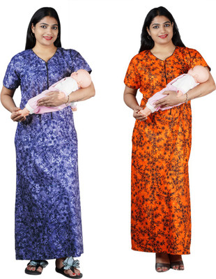FAVNIC Women Nighty Set(Multicolor)