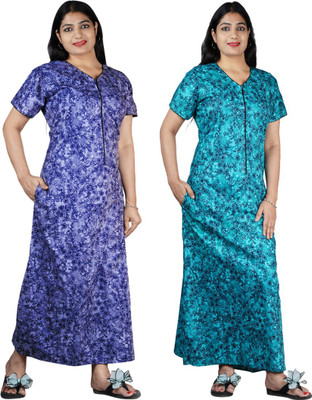Wristy Women Maternity/Nursing Nighty(Blue, Green)