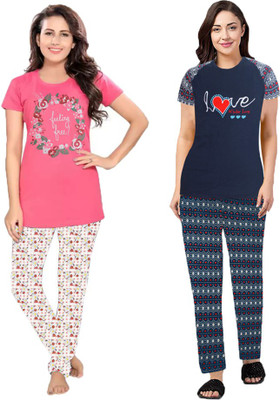 GOKUL FASHION Women Floral Print Multicolor Top & Pyjama Set