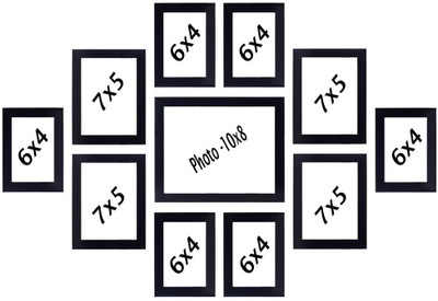 CDM Wood Wall Photo Frame(Black, 11 Photo(s), (8x10-1 7x5-4 4x6-6))