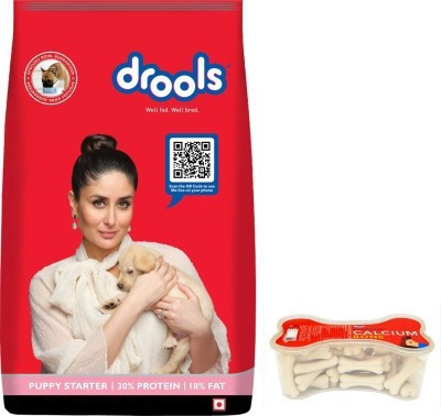 Drools calcium bone 300gm + Krina Kapoor starter pet food Milk, Chicken 3.3 kg (2x1.65 kg) Dry Young, Adult Dog Food Drools calcium bone 300gm + Krina Kapoor starter pet food Milk, Chicken 3.3 kg (2x1.65 kg) Dry Young, Adult Dog Food