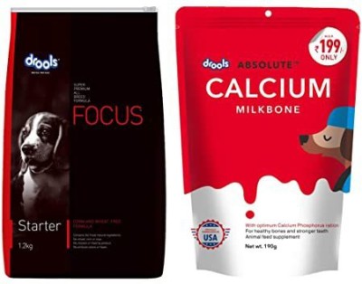 Drools focus starter 1.2kg + calcium bone 199 combo Milk, Chicken 1.19 kg (2x0.59 kg) Dry Adult, New Born Dog Food