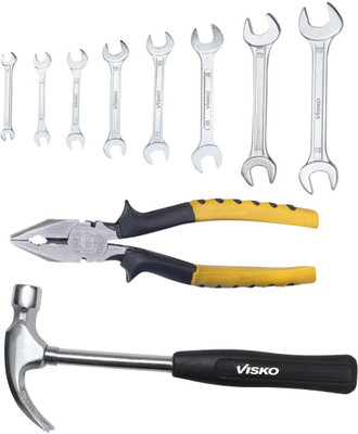 VISKO 805 Hand Tools Set 10Pcs With Wrenches, Plier and Hammer Hand Tool Kit(10 Tools)
