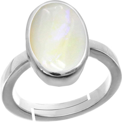 Sidharth Gems 7.25 Ratti Natural Opal Silver Plated Adjustable Ring Brass Opal Silver Plated Ring