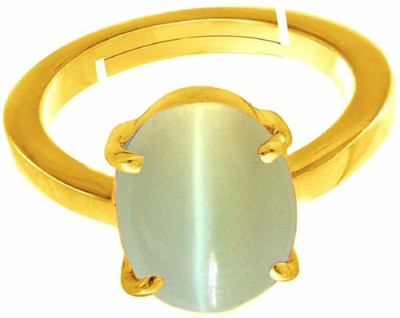 TODANI JEMS Shell Lehsuniya Cats Eye Stone Ashtadhatu Adjustable Ring 11.25 Ratti Brass Cat's Eye Gold Plated Ring
