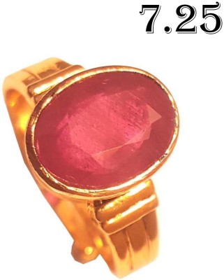 Seashines 7.25 RATTI RUBY (MANAK) STONE STUDDED IN GOLD PLATED Copper Ruby Gold Plated Ring