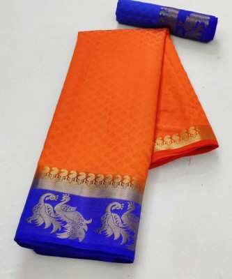 BHOLEBABA CREATION Woven Banarasi Tussar Silk Saree(Orange)