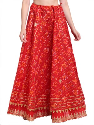 JABAMA Printed Women Flared Red Skirt