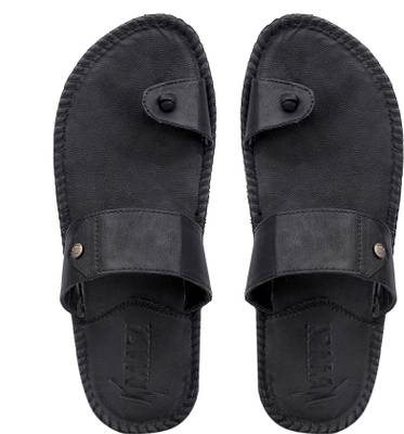 Kraasa Men Synthetic Leather Chappal Black Flip Flops Price
