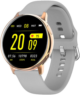 Time Up Gold Dial Custom Face,BT Calling,Music,Multi Sports & Health Features Smartwatch(Grey Strap, Free Size)
