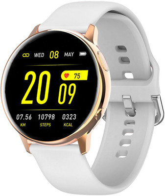 Time Up Gold Dial Custom Face,BT Calling,Music,Multi Sports & Health Features Smartwatch(White Strap, Free Size)