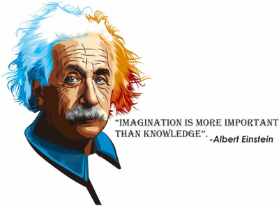 StickerYard 55 cm Albert Einstein Knowledge Quote Self Adhesive Sticker(Pack of 1)