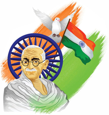 StickerYard 55 cm Mahatma Gandhi Self Adhesive Sticker(Pack of 1)