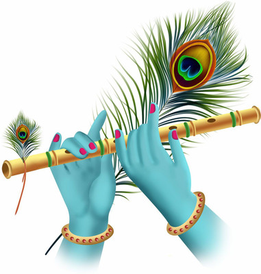 StickerYard 55 cm Krishna Flute in hands Self Adhesive Sticker(Pack of 1)