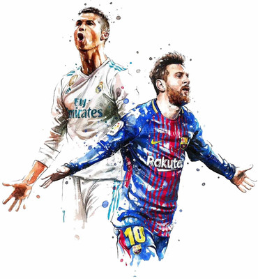 StickerYard 55 cm Ronaldo With Messi Self Adhesive Sticker(Pack of 1)