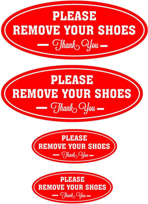 HindK Store 20.32 cm PLEASE REMOVE YOUR SHOES STICKER Self Adhesive Sticker(Pack of 4)