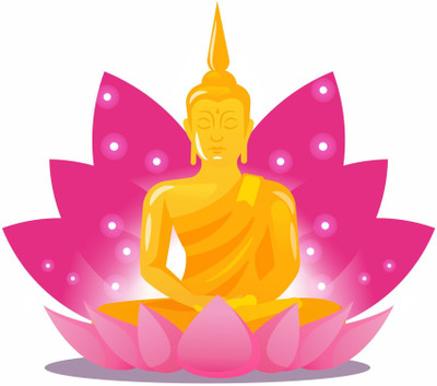 StickerYard 50 cm Sparkling Lotus Buddha Self Adhesive Sticker(Pack of 1)