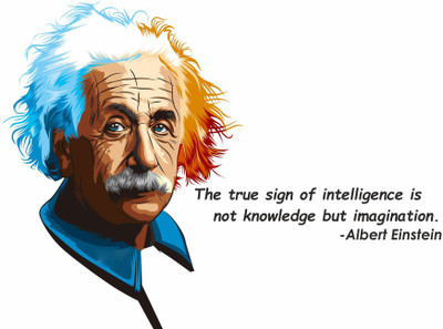 StickerYard 55 cm Albert Einstein Imagination Quote Self Adhesive Sticker(Pack of 1)