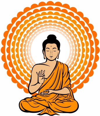 StickerYard 55 cm Lord Gautam Buddha Self Adhesive Sticker(Pack of 1)