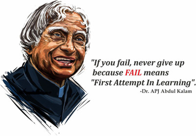 StickerYard 55 cm Apj Abdul Kalam Fail 'First Attempt in Learning' Self Adhesive Sticker(Pack of 1)