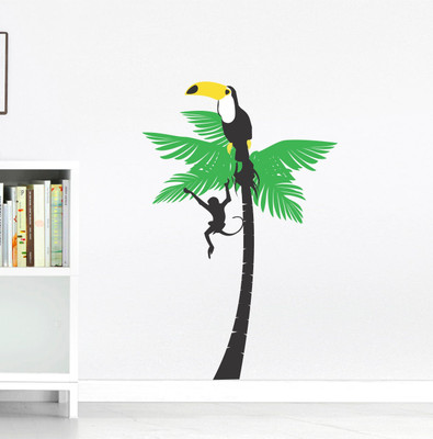 Happy Walls 45 cm Bird in a tree Self Adhesive Sticker(Pack of 1)