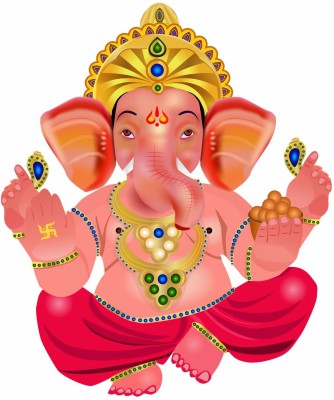 StickerYard 55 cm Lord Ganesh ji Self Adhesive Sticker(Pack of 1)